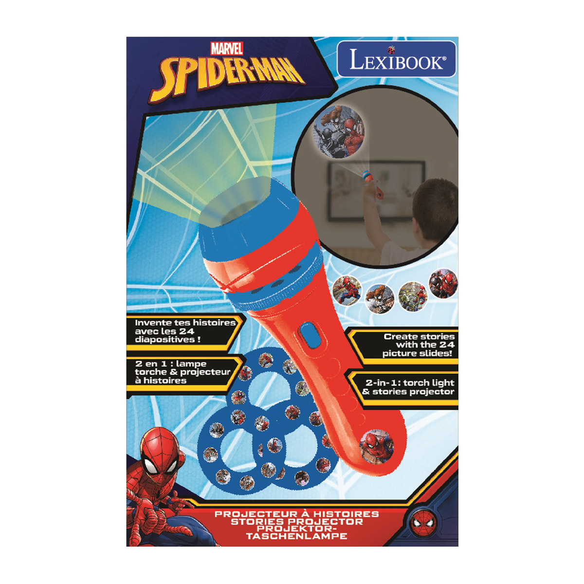 24 images créer Y Lexibook Spider-Man torche lumière et projecteur avec 3 disques 