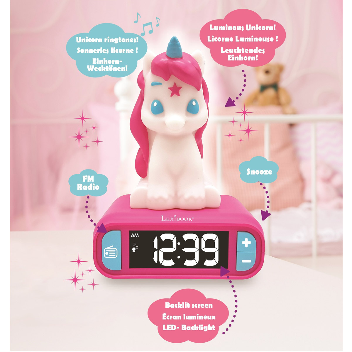 Unicorn Radio Alarm Clock with Night Light