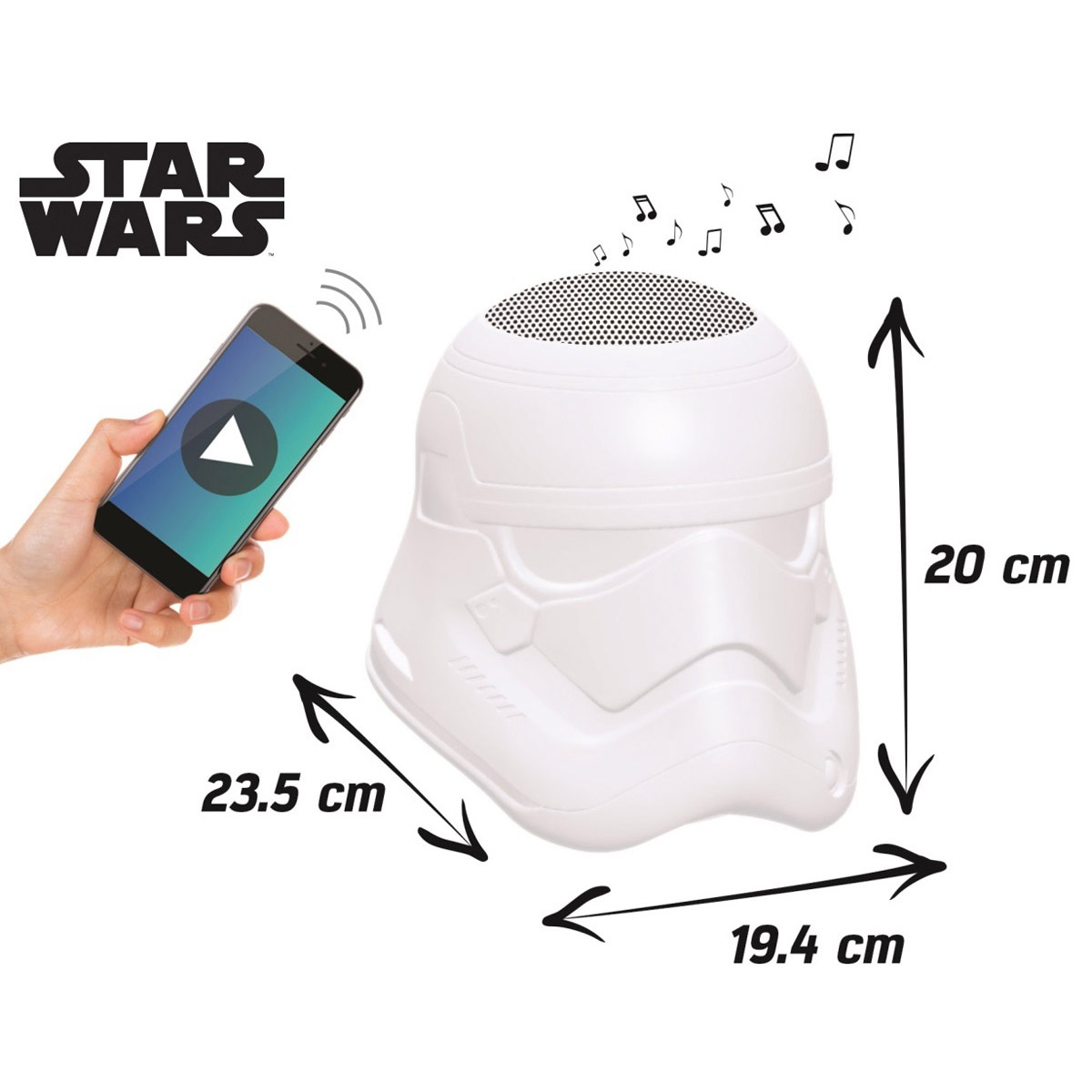 Enceinte Bluetooth Lumineuse Stormtrooper, Star Wars, Changement de Couleur